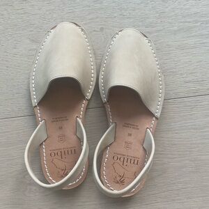 Women's Cream Leather Sandals